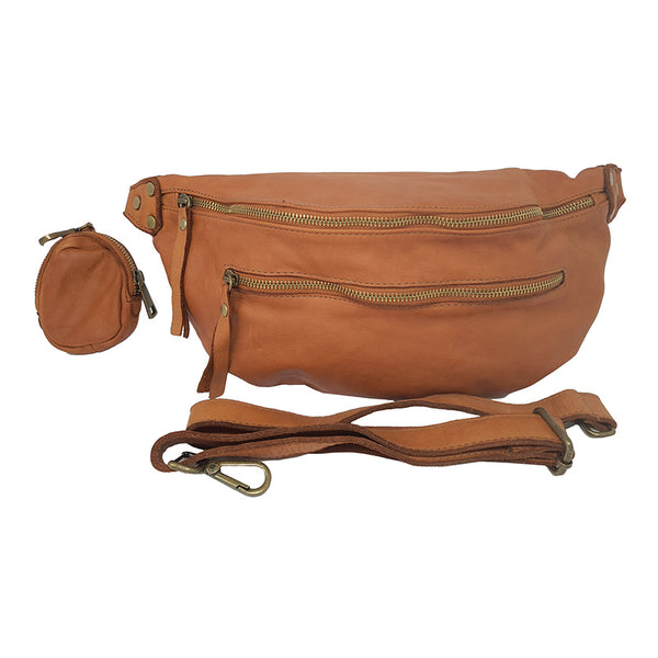 Unisex Soft Leather Vintage Style Crossbody Bag - 36x18x11 Cm - K013