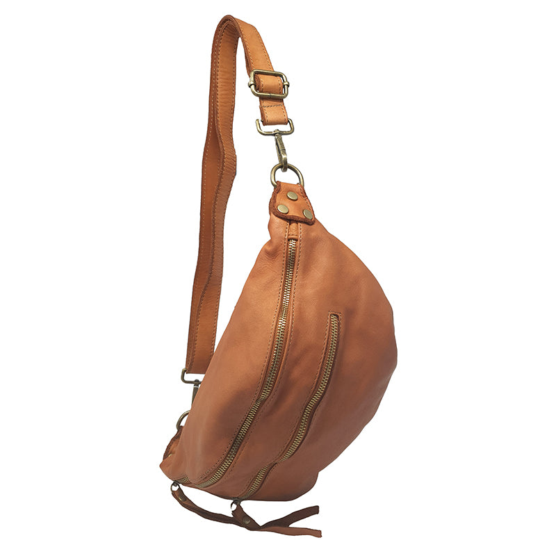 Unisex Soft Leather Vintage Style Crossbody Bag - 36x18x11 Cm - K013