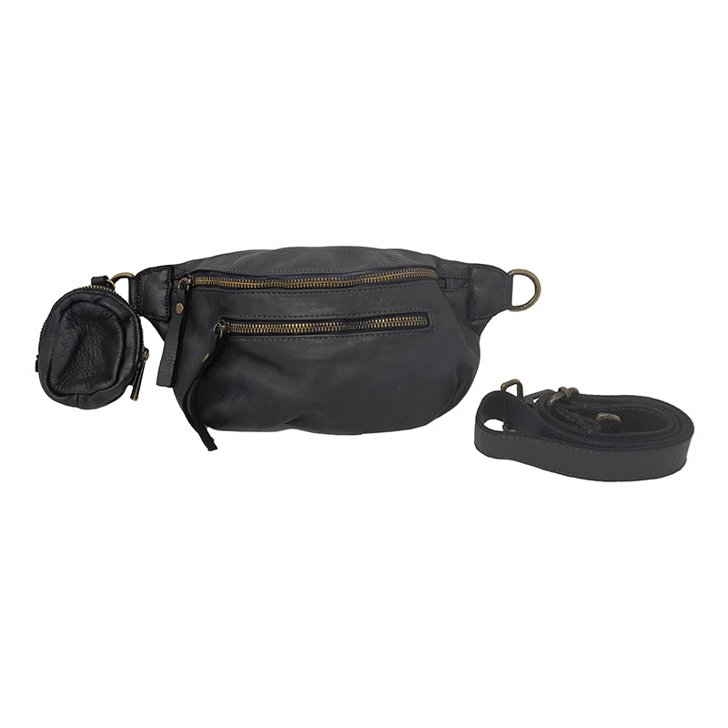 Small Unisex Soft Leather Vintage Style Crossbody Bag - 24x12x8 Cm - K014