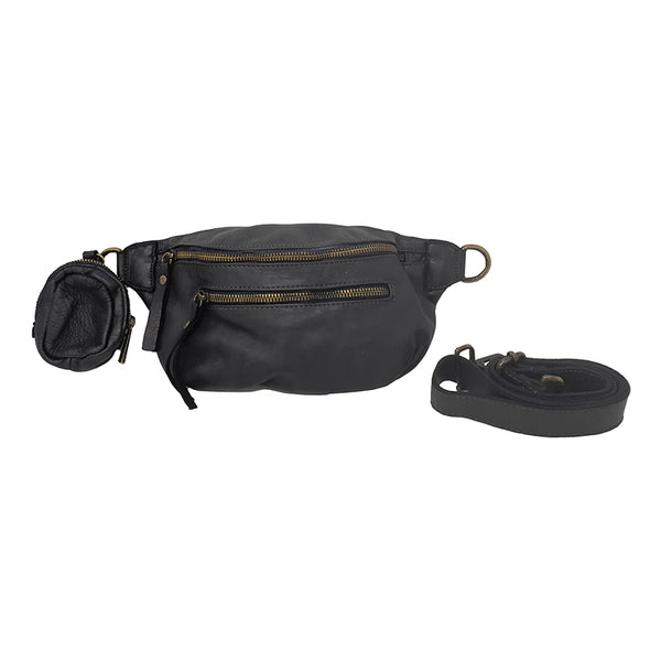 Small Unisex Soft Leather Vintage Style Crossbody Bag - 24x12x8 Cm - K014