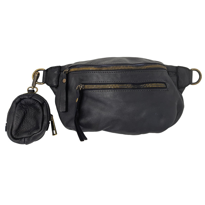 Small Unisex Soft Leather Vintage Style Crossbody Bag - 24x12x8 Cm - K014