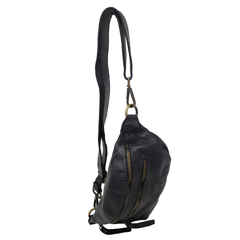 Piccola Borsa a Tracolla Unisex in Pelle Morbida Stile Vintage - 24x12x8 Cm - K014