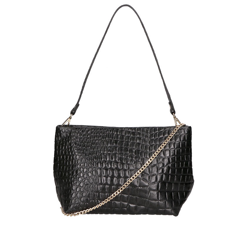 Women's Handbag in Leather Crocodile Print - 6498