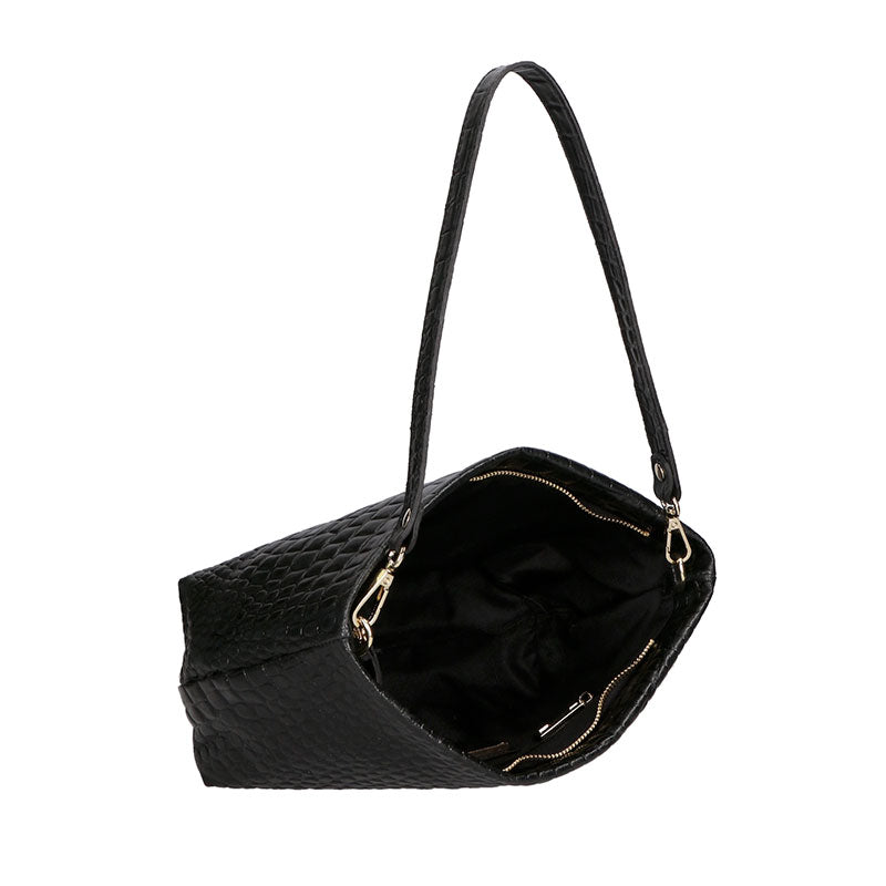 Women's Handbag in Leather Crocodile Print - 6498