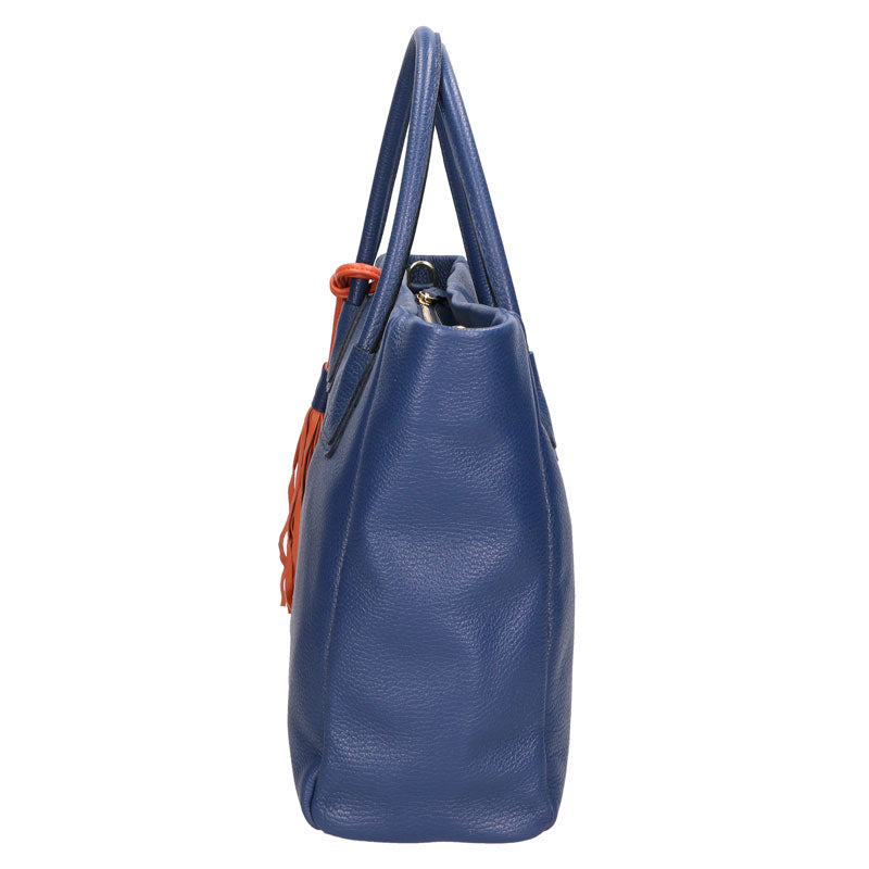 Large Leather Handbag for Women with Pendant - 6503