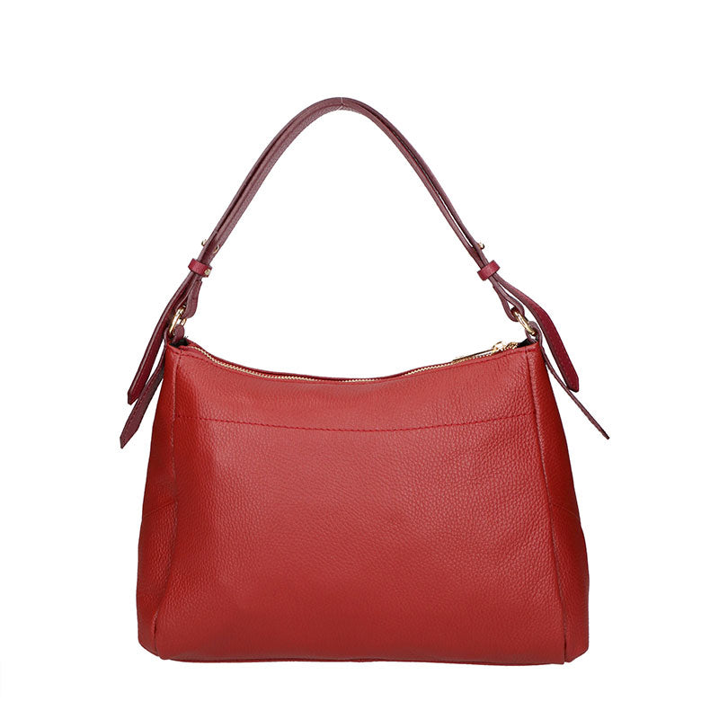 Women's Leather Handbag with Contrast Handles - 6675
