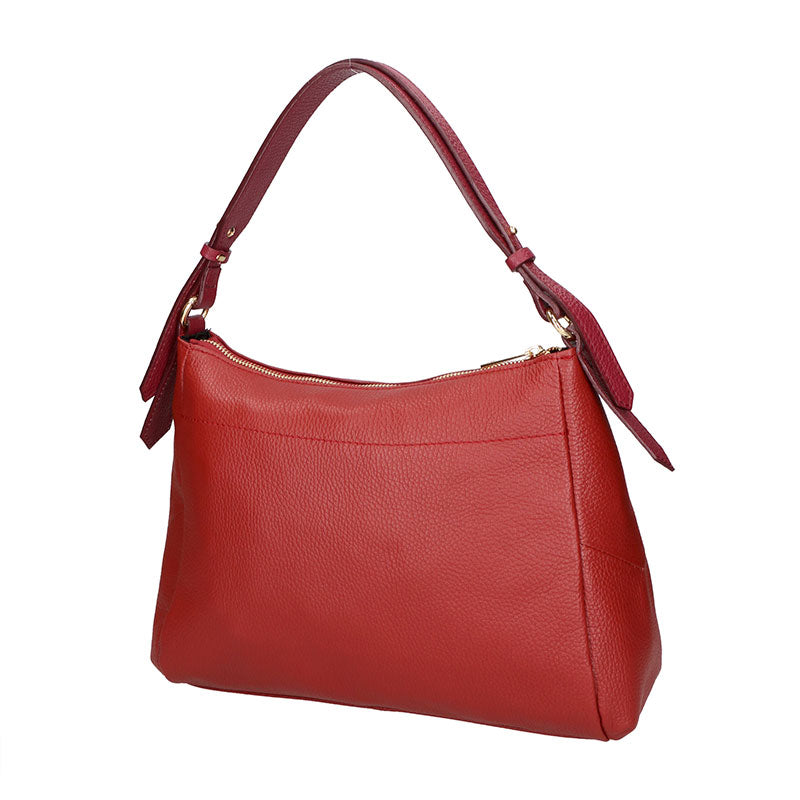 Women's Leather Handbag with Contrast Handles - 6675