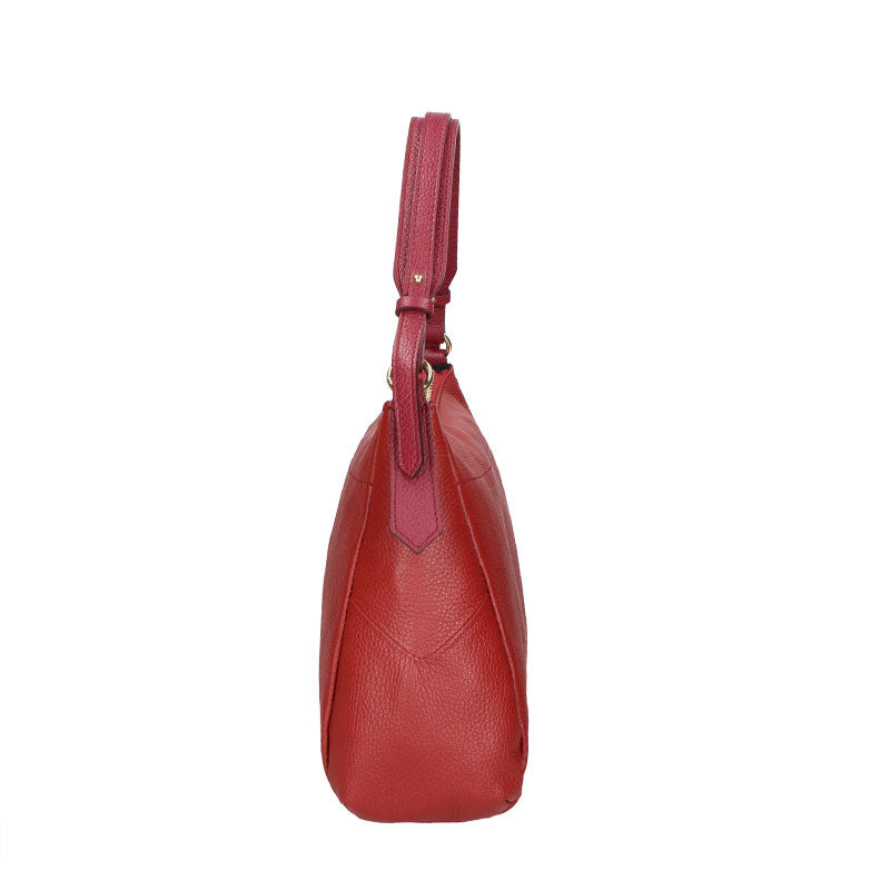 Women's Leather Handbag with Contrast Handles - 6675