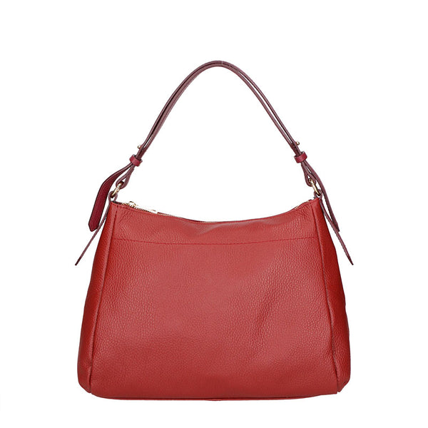 Women's Leather Handbag with Contrast Handles - 6675