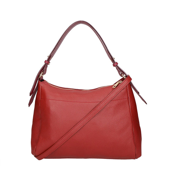 Women's Leather Handbag with Contrast Handles - 6675