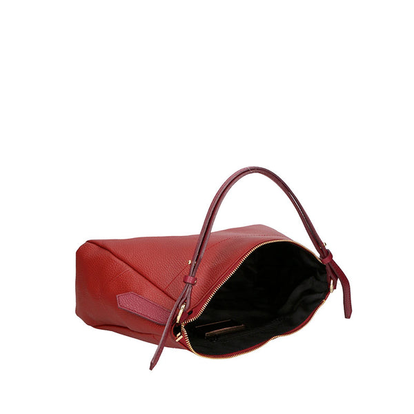 Women's Leather Handbag with Contrast Handles - 6675