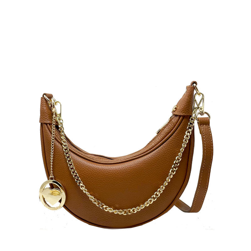 Small Half Moon Hand Clutch for Women in Dollar Leather - k052