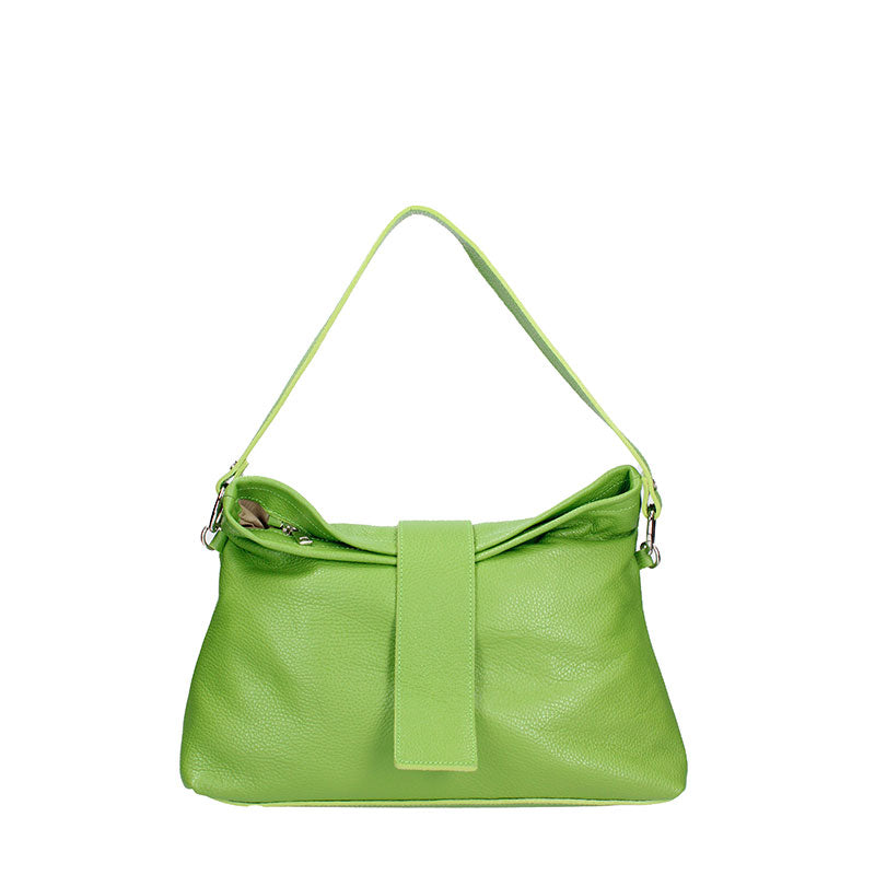 Large leather shoulder bag with central strap - 7158
