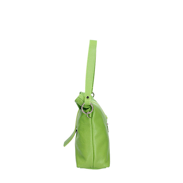 Large leather shoulder bag with central strap - 7158