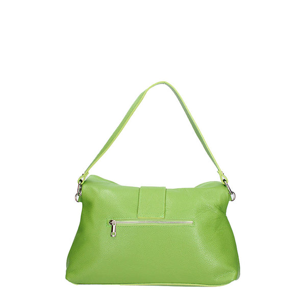Large leather shoulder bag with central strap - 7158