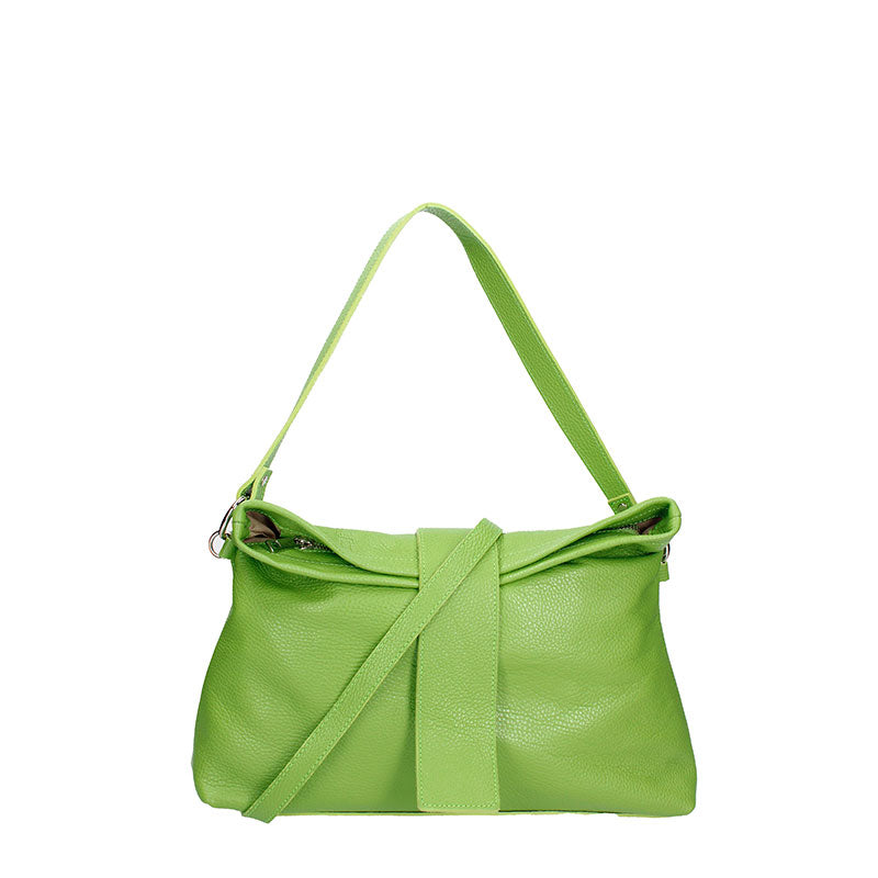Large leather shoulder bag with central strap - 7158
