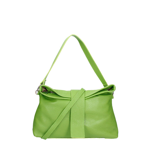 Large leather shoulder bag with central strap - 7158
