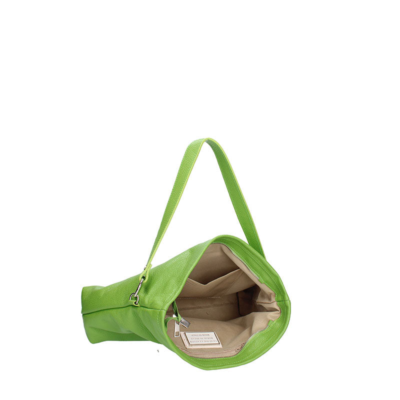 Large leather shoulder bag with central strap - 7158