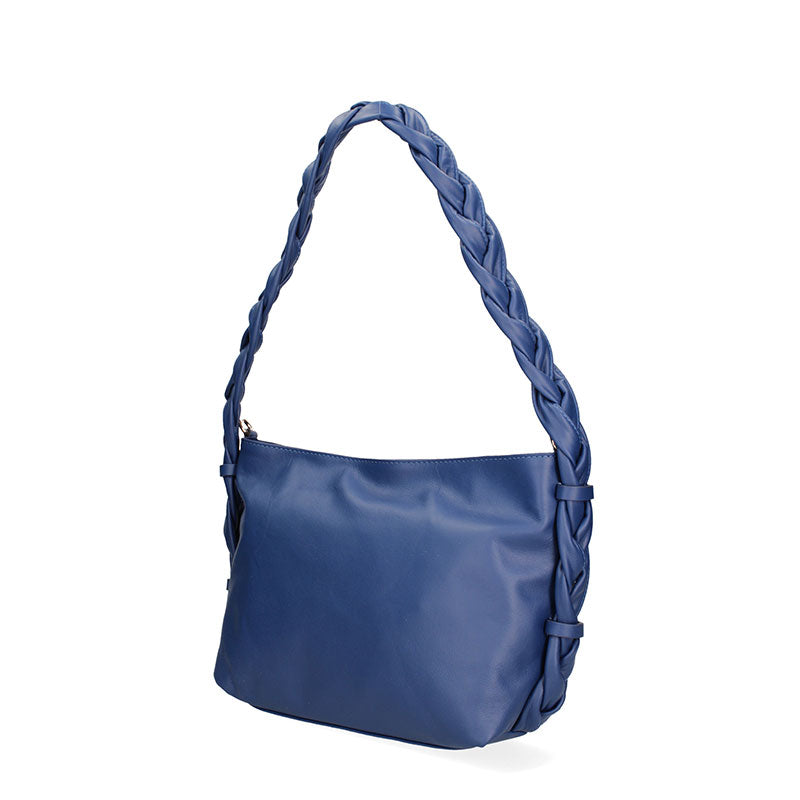 Women's leather bag with braided handle - 07170