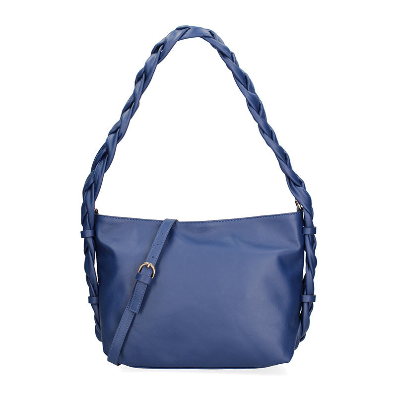 Women's leather bag with braided handle - 07170