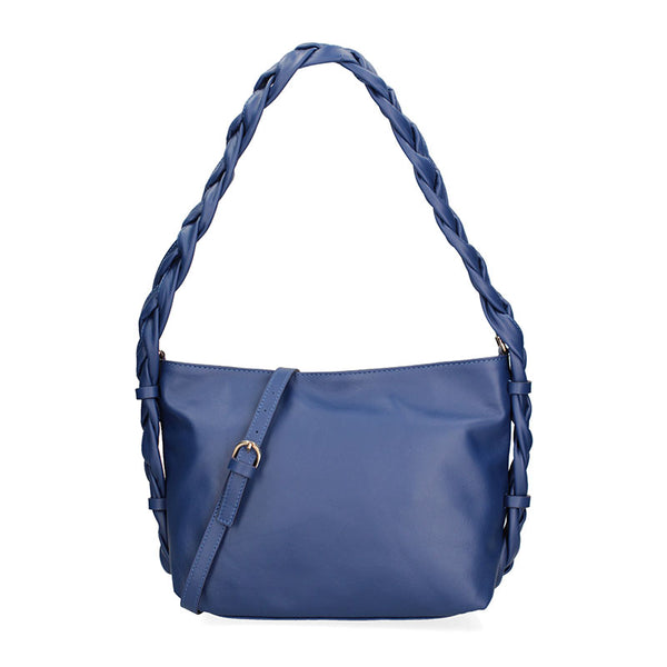 Women's leather bag with braided handle - 07170