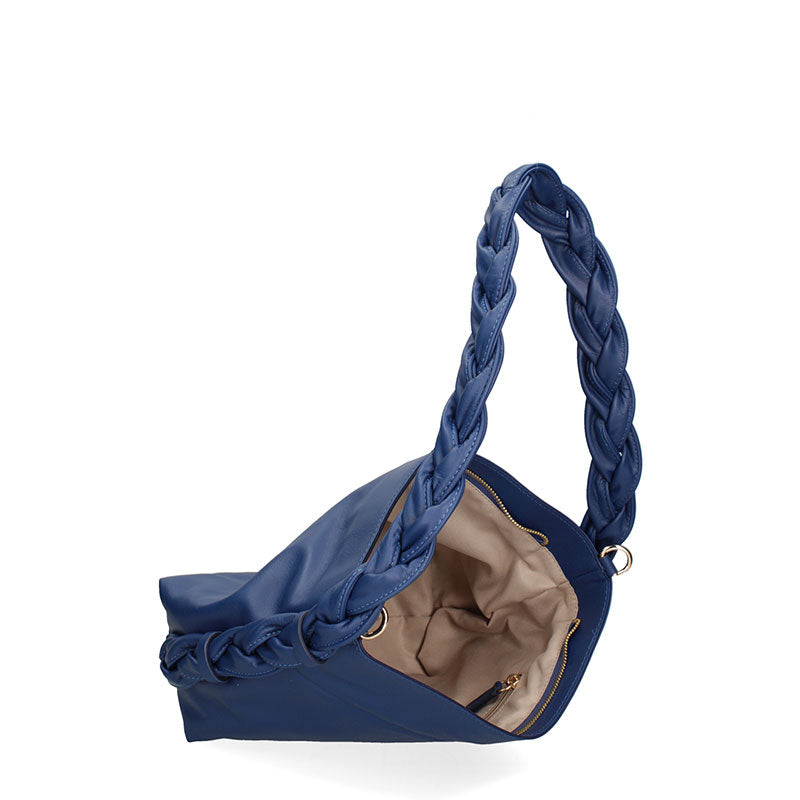 Women's leather bag with braided handle - 07170