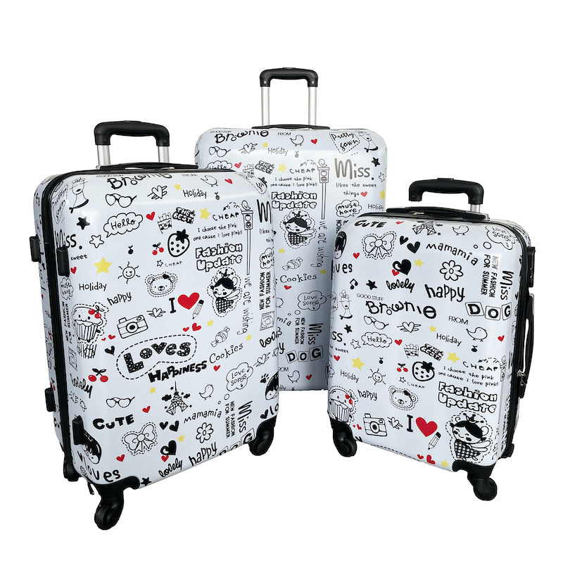 Set of 3 Hard ABS Trolley Suitcases - RIGIDO_FANTASIA