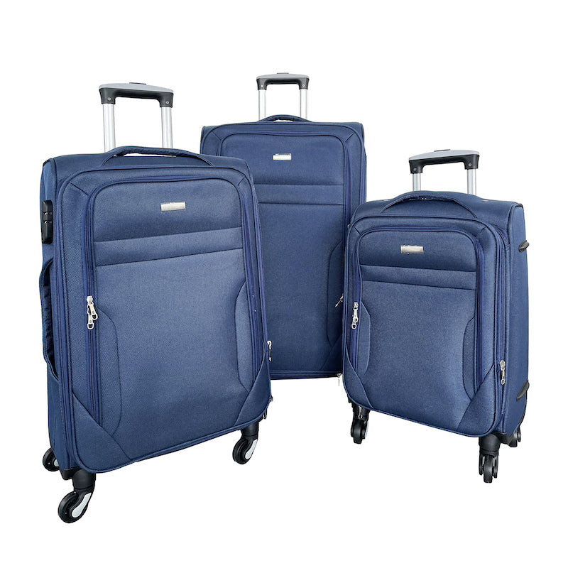Set of 3 Semi-Rigid Fabric Trolley Suitcases