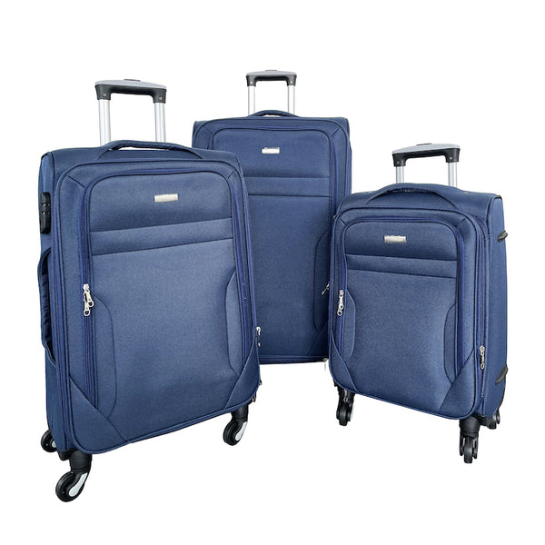 Set of 3 Semi-Rigid Fabric Trolley Suitcases