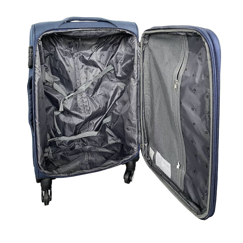 Set of 3 Semi-Rigid Fabric Trolley Suitcases