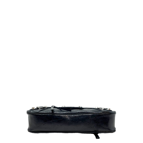 Shiny Leather Clutch Bag with Studs and Zip - 7234