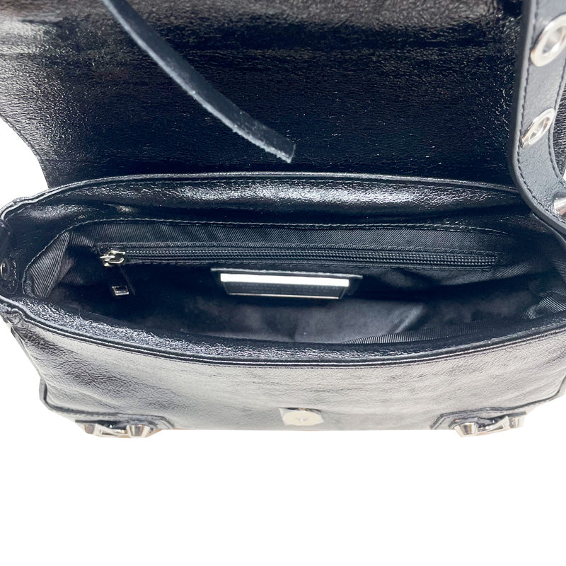 Shiny Leather Clutch Bag with Studs and Zip - 7234