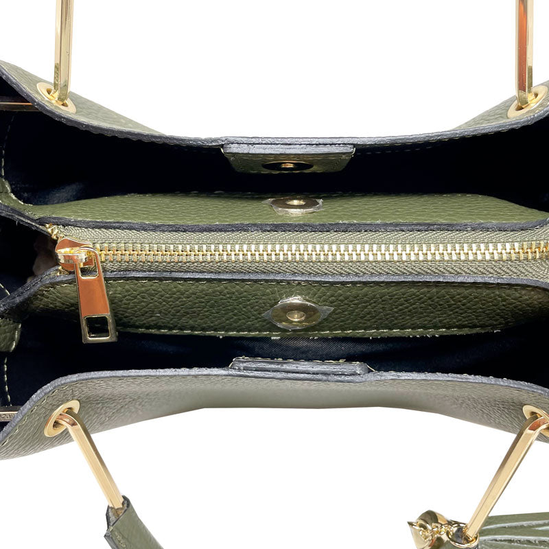 Medium Leather Handbag for Women with Metal Handles - k067