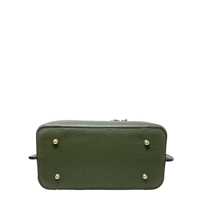 Borsa Media a Mano da Donna in Pelle Dollaro Manici in Metallo - k067.