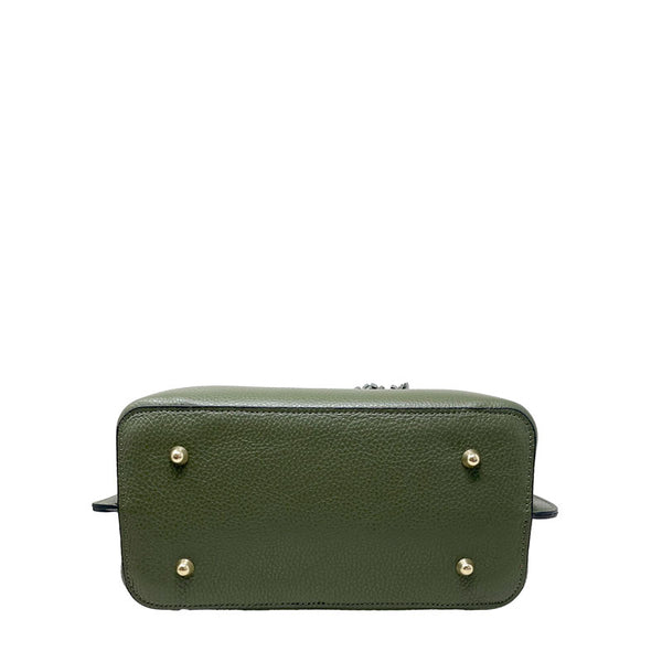Borsa Media a Mano da Donna in Pelle Dollaro Manici in Metallo - k067.