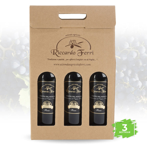 Case with 3 750ml bottles of D.O.C. red wine Castel del Monte