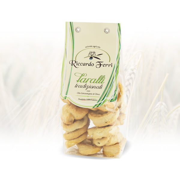 250 gr Confezione di taralli tradizionali fatti con olio extra vergine d'oliva