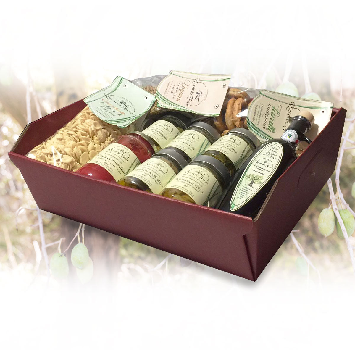 Large tray with typical products from Puglia