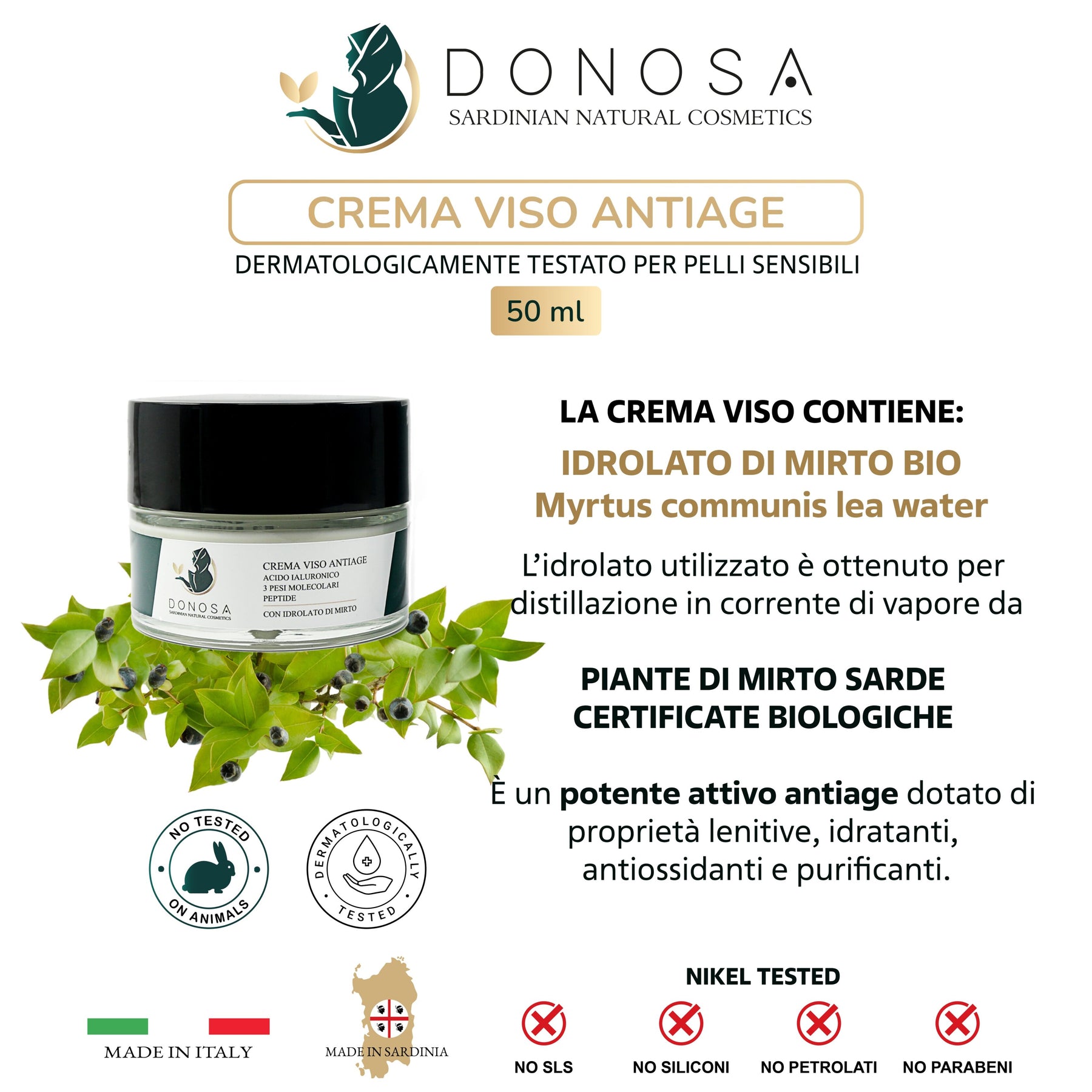 Anti-Aging Face Cream with Sardinian Myrtle Bio + Pouch