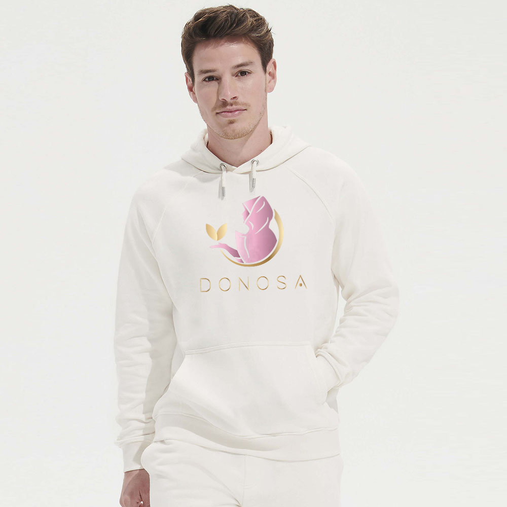 Felpa Cappuccio Ecofriendly Logo Rosa/Oro