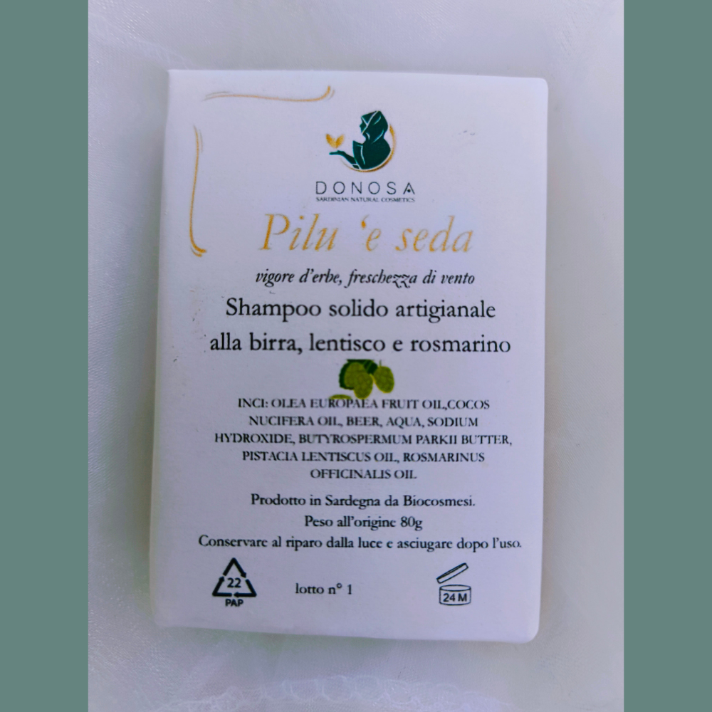 Shampoo solido alla birra Pilu 'e Seda – Volume e freschezza