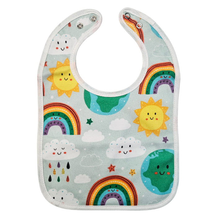 Bib with Waterproof Backing - Cheerful Planet Earth