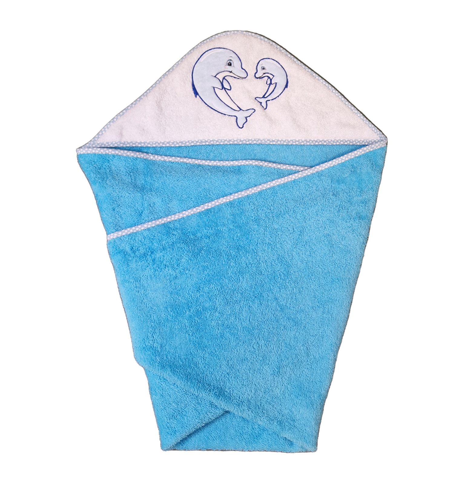 Cotton Towel 100x100cm - Embroidered - Dolphin Play