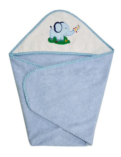 Cotton Towel 75x75cm - Embroidered - Blue Elephant