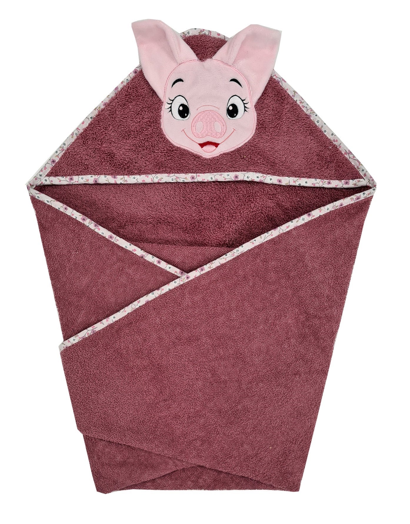 Cotton Towel 75x75cm - Embroidered - Pig