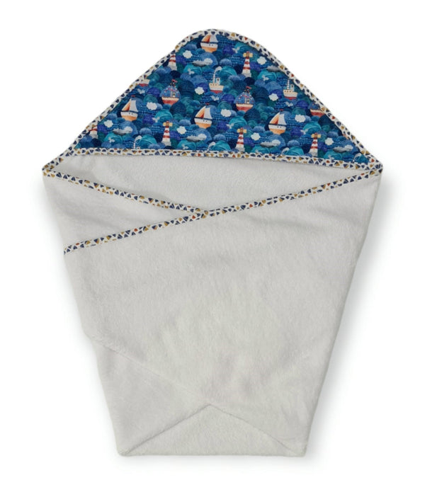 Bamboo Towel 90x90cm - Pattern - Boats