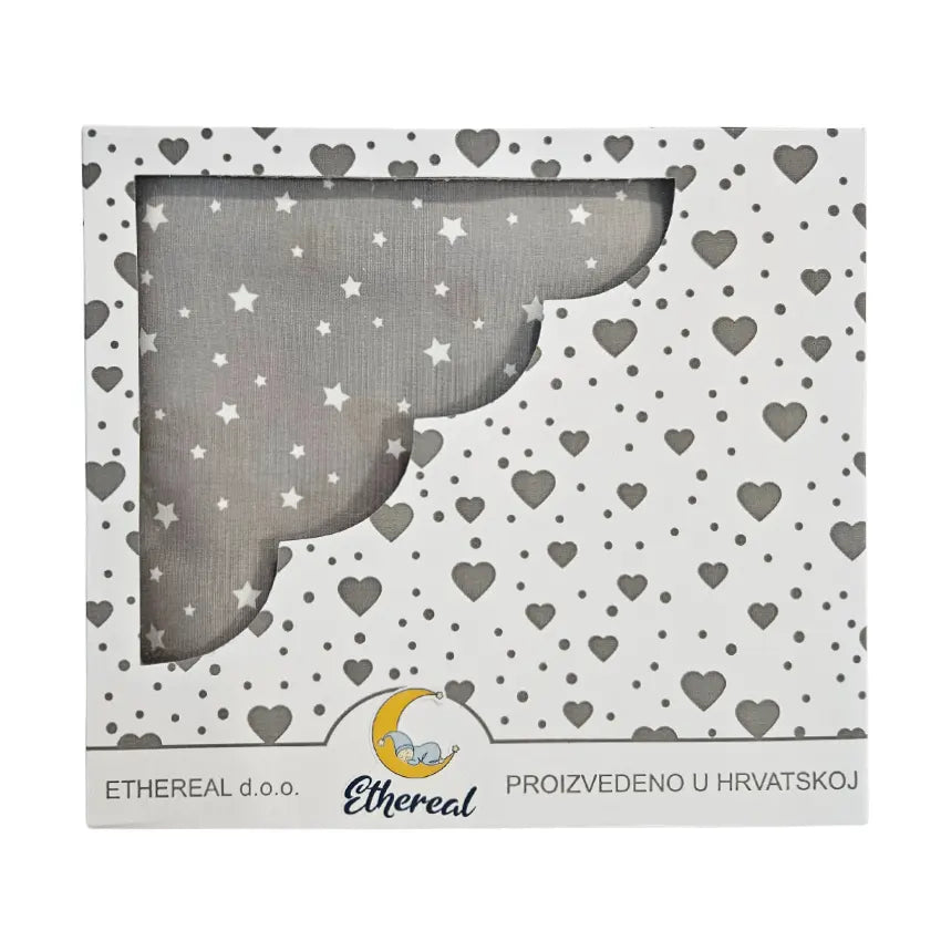 Pamučna premium dekica - organski pamuk - White stars on grey background