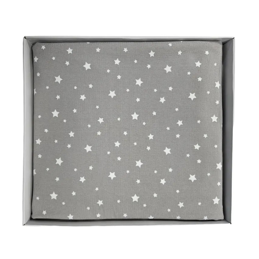 Pamučna premium dekica - organski pamuk - White stars on grey background