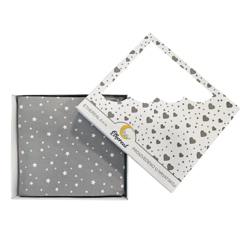 Pamučna premium dekica - organski pamuk - White stars on grey background