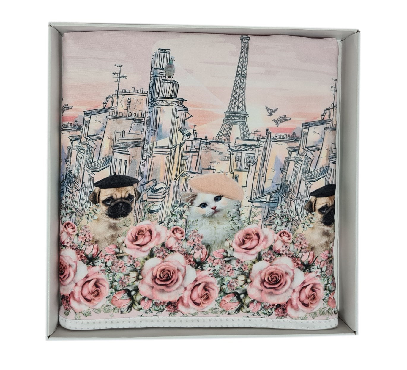 Premium Cotton Minky Blanket 80x100cm - Cats from Paris